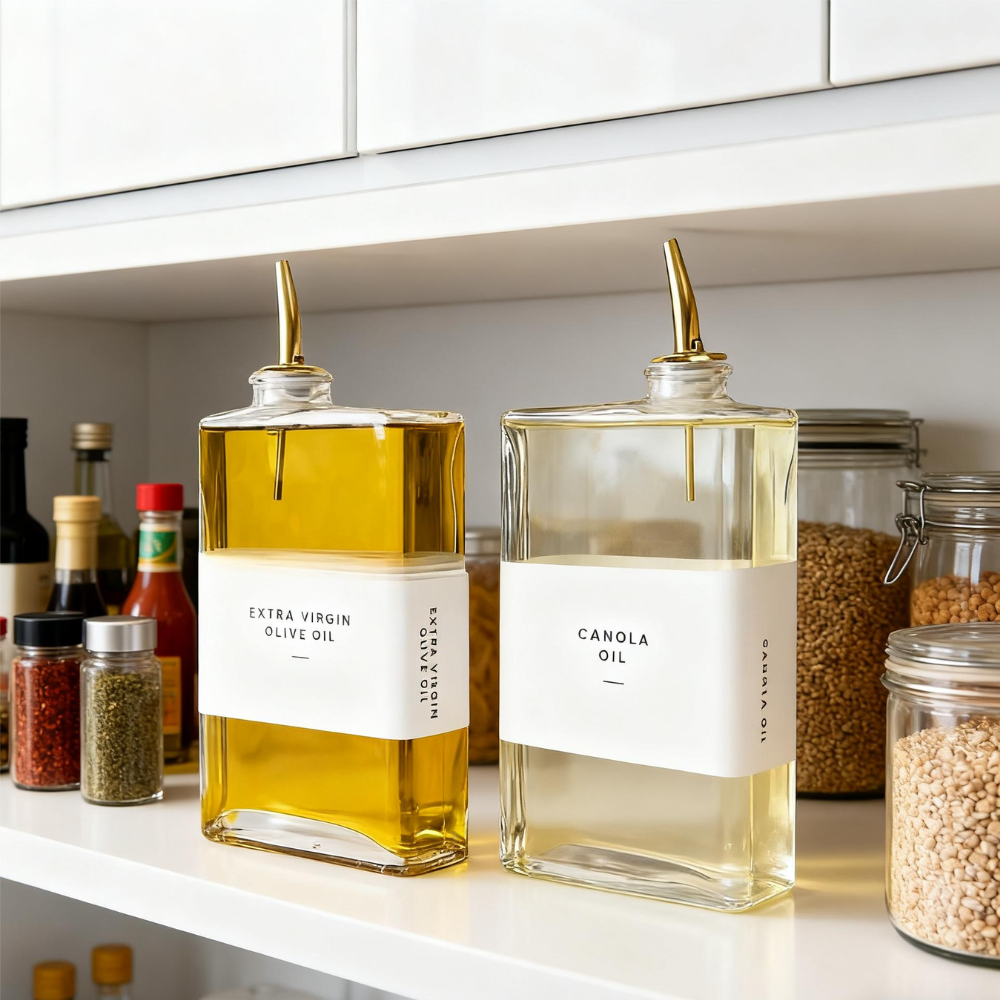 Alacena - CONTENEDOR PARA ACEITE CUADRADO DORADO