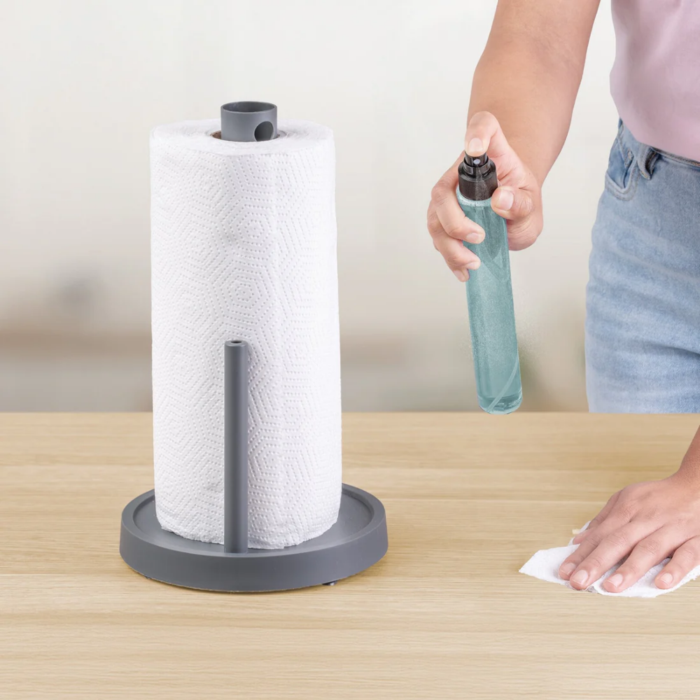 Porta rollos cocina papel toalla con dispensador limpiador gris - Picky Club Guatemala