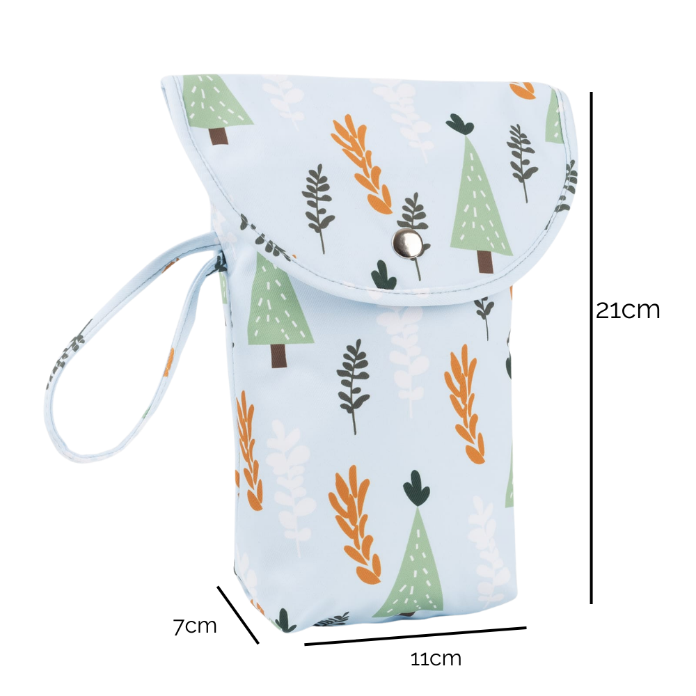 Bolsa portatil para panales estampado arboles dimensiones 21x11x7cm - Picky Club Guatemala