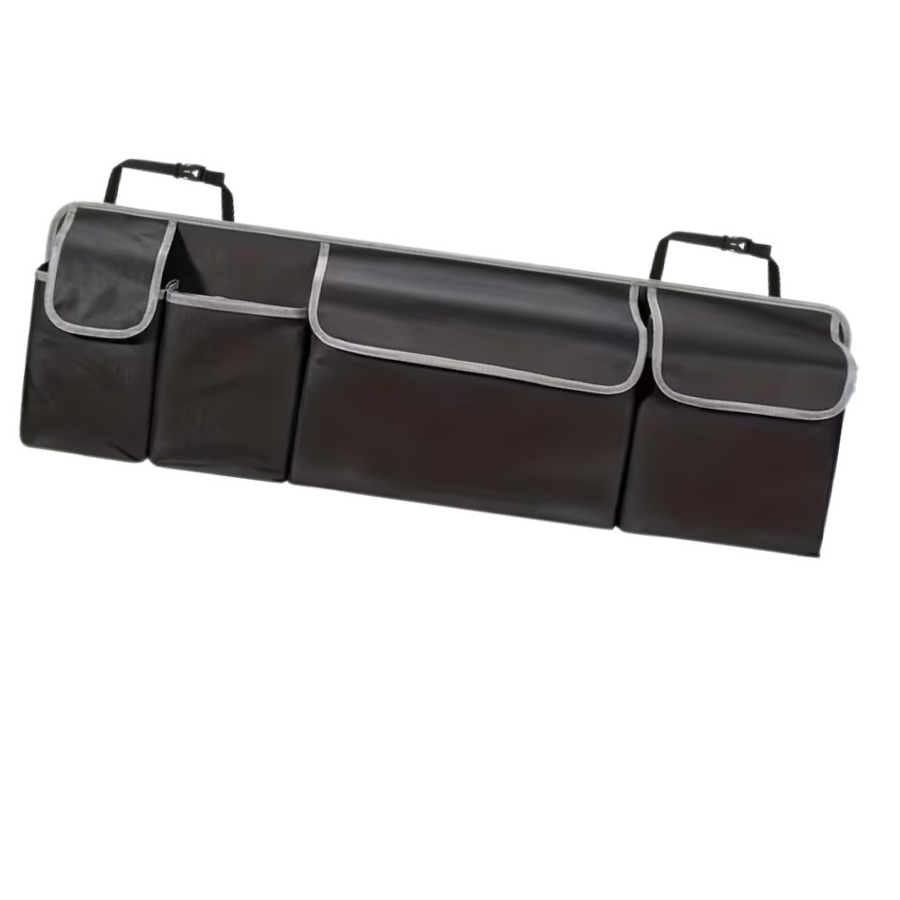 Organizador baúl colgante carro Oxford negro 4 bolsillos correas ajustables - Picky Club Guatemala