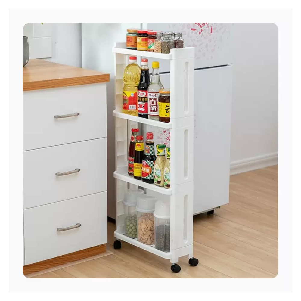 Lavanderia - Estantería slim con rodos triple