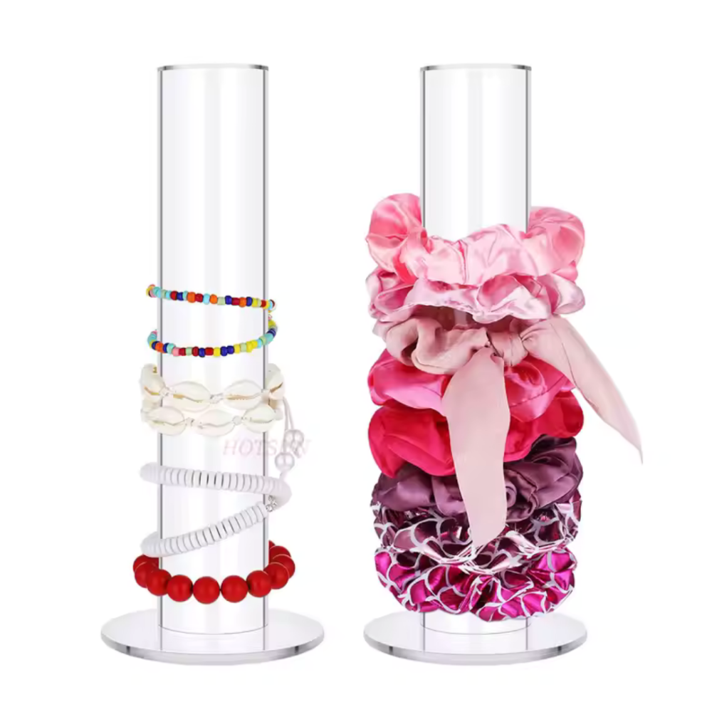 Joyero - Organizador de colas, ganchos y pulseras de acrílico – Transparente y elegante