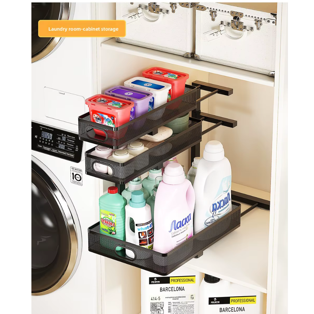 Cocina - Organizador Ajustable para Debajo del Lavatrastos con Cajón Deslizante