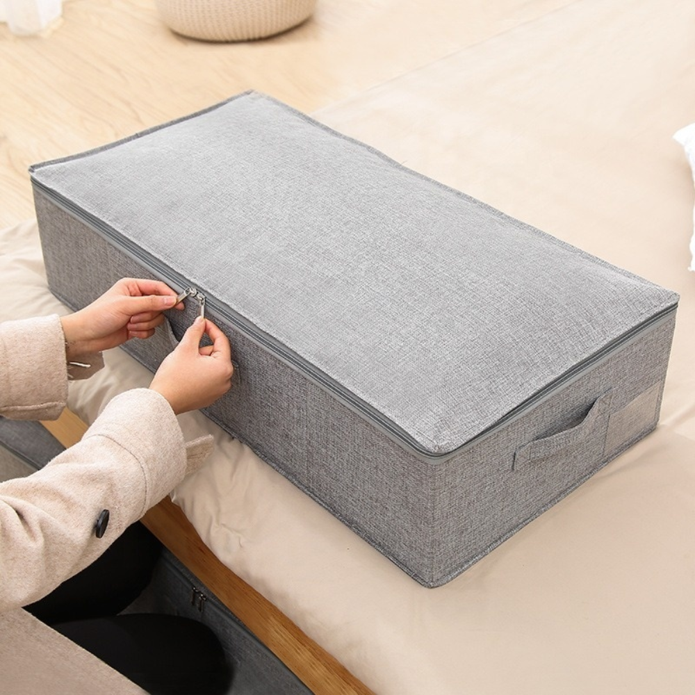 Closet - Caja de Tela Gris ideal para Edredones, Sabanas y Bolsas