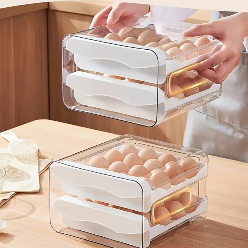 Organizador de Huevos con Gaveta para 32 huevos. Organizador para la refrigeradora. Organizador de huevos acrilico