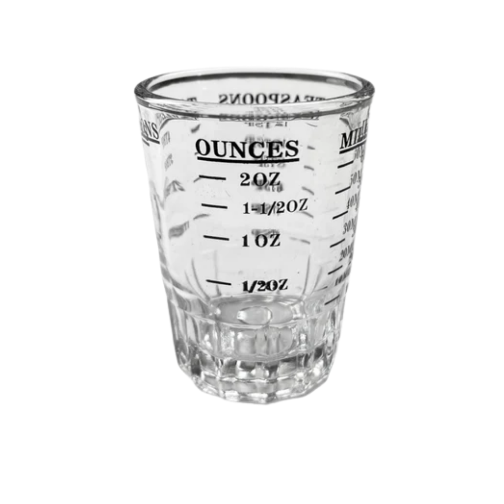 Vaso shot de vidrio con medidas onzas mililitros cucharadas 56ml - Picky Club Guatemala