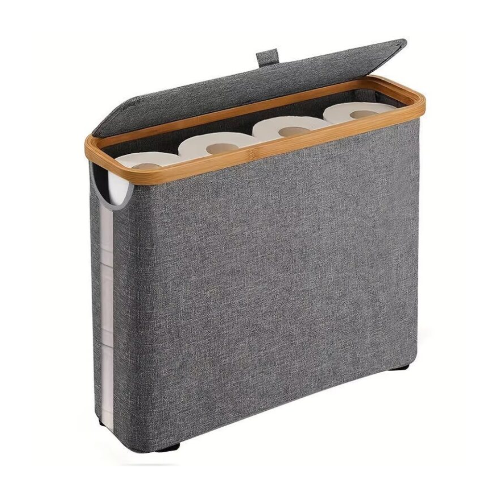Bambú- Organizador de Papel de Baño de Tela y Bambú