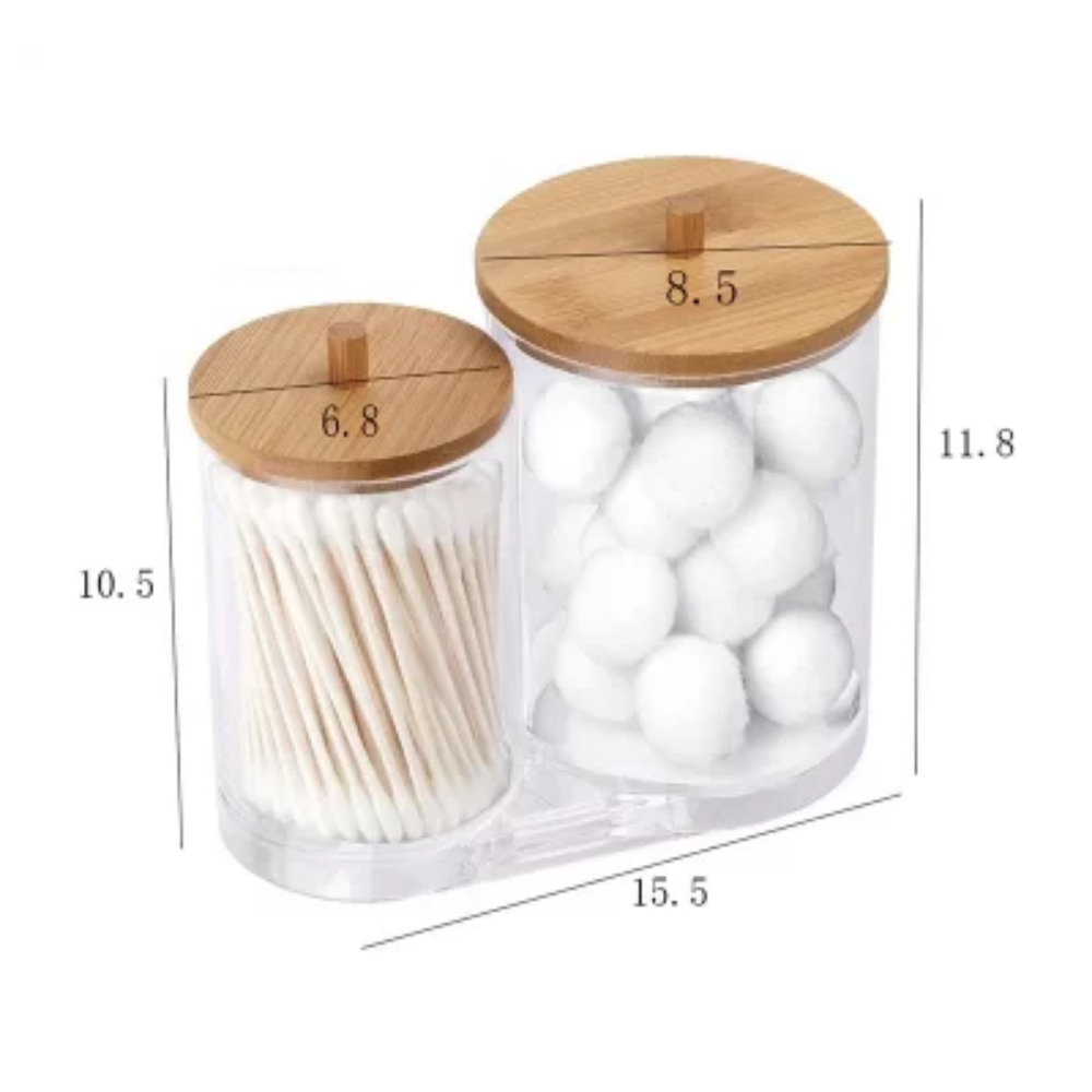 Baño - Organizador Doble Con Tapa De Bambú