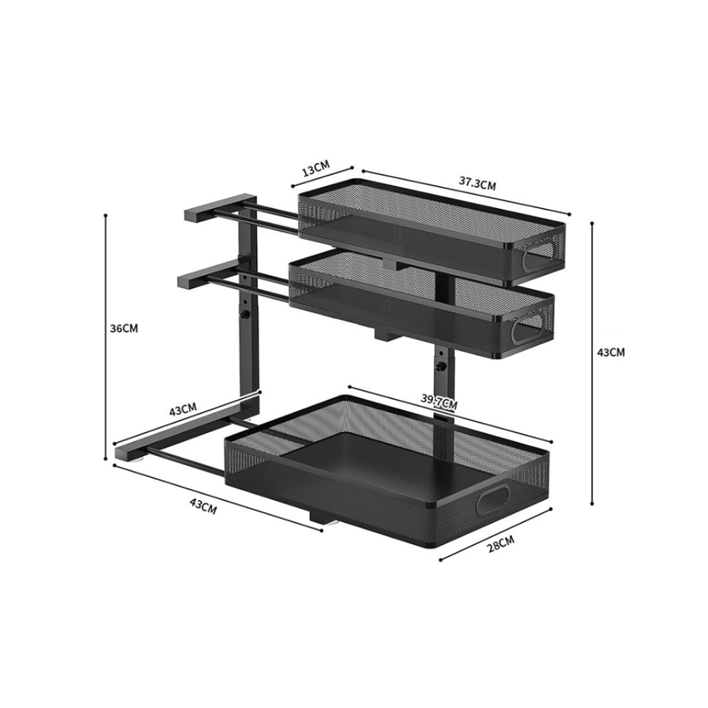 Cocina - Organizador Ajustable para Debajo del Lavatrastos con Cajón Deslizante
