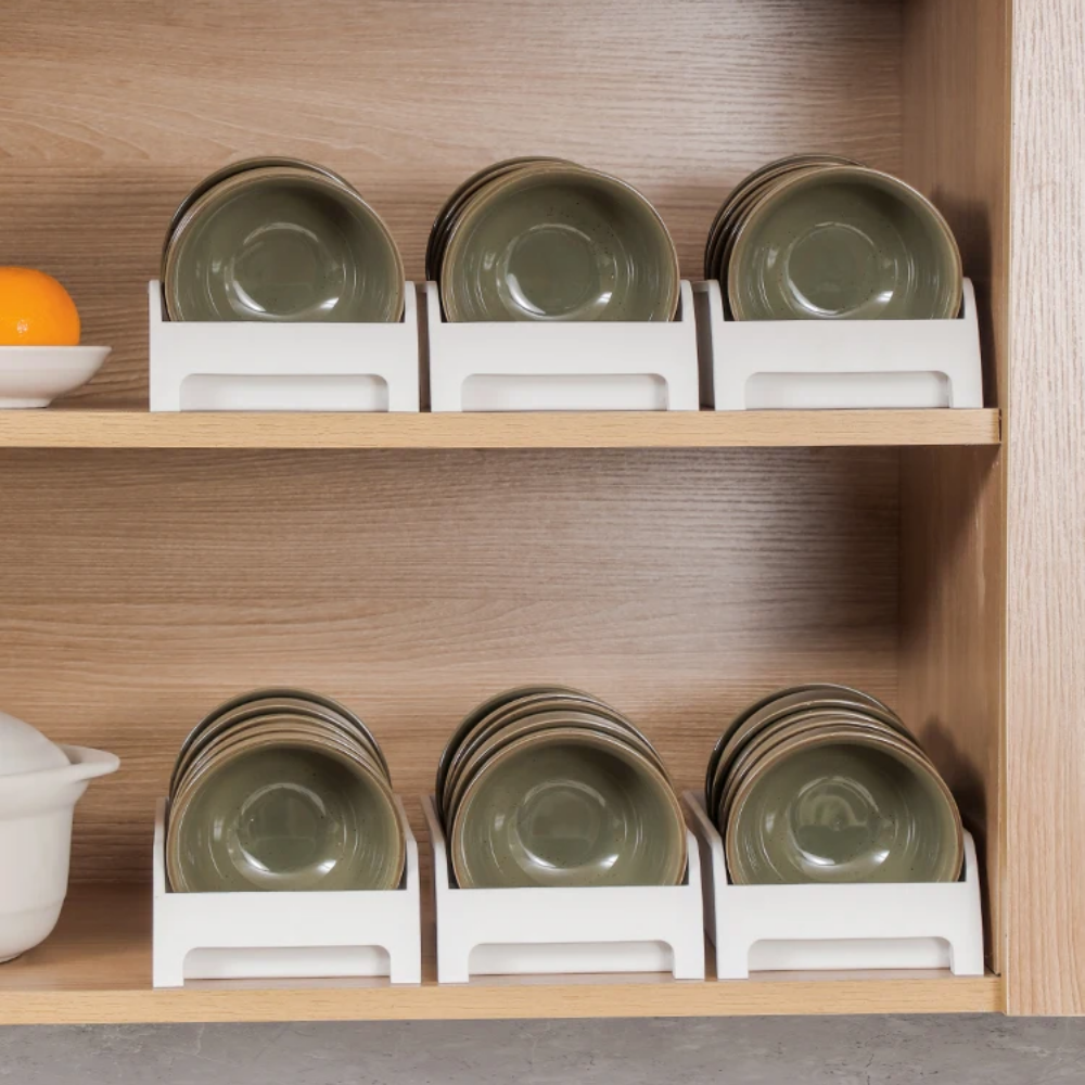 Alacena - Organizador de platos blanco pequeño 14x25.5x7cms