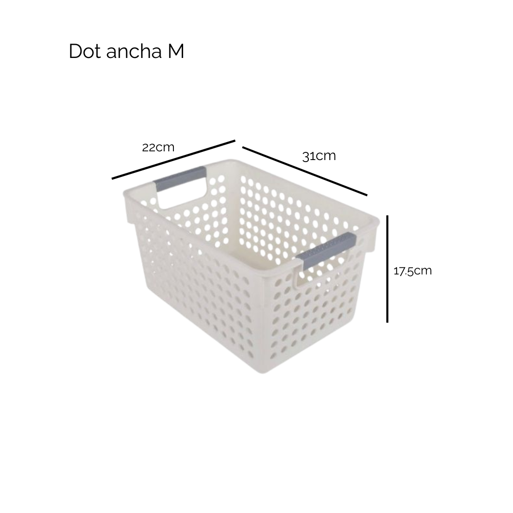 Closet - Canasta dot ancha tamaño mediana