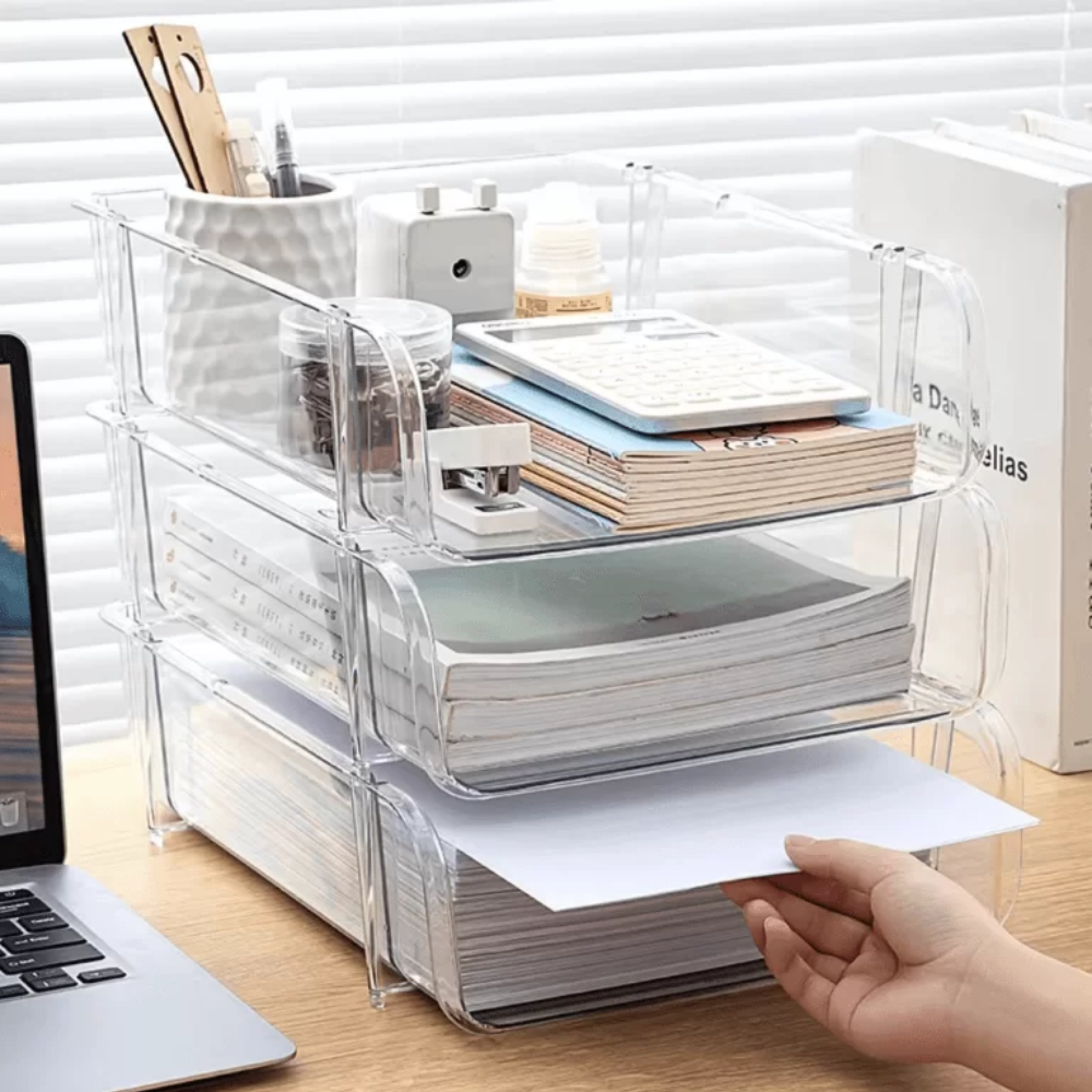 Acrilico - Organizador de papeles transparente grande