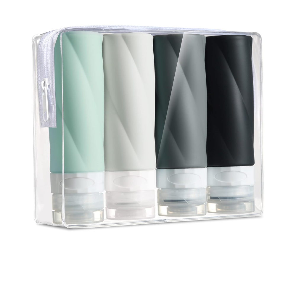 Viaje - Set de botellas de silicón para viaje (4 piezas de 90 ml)