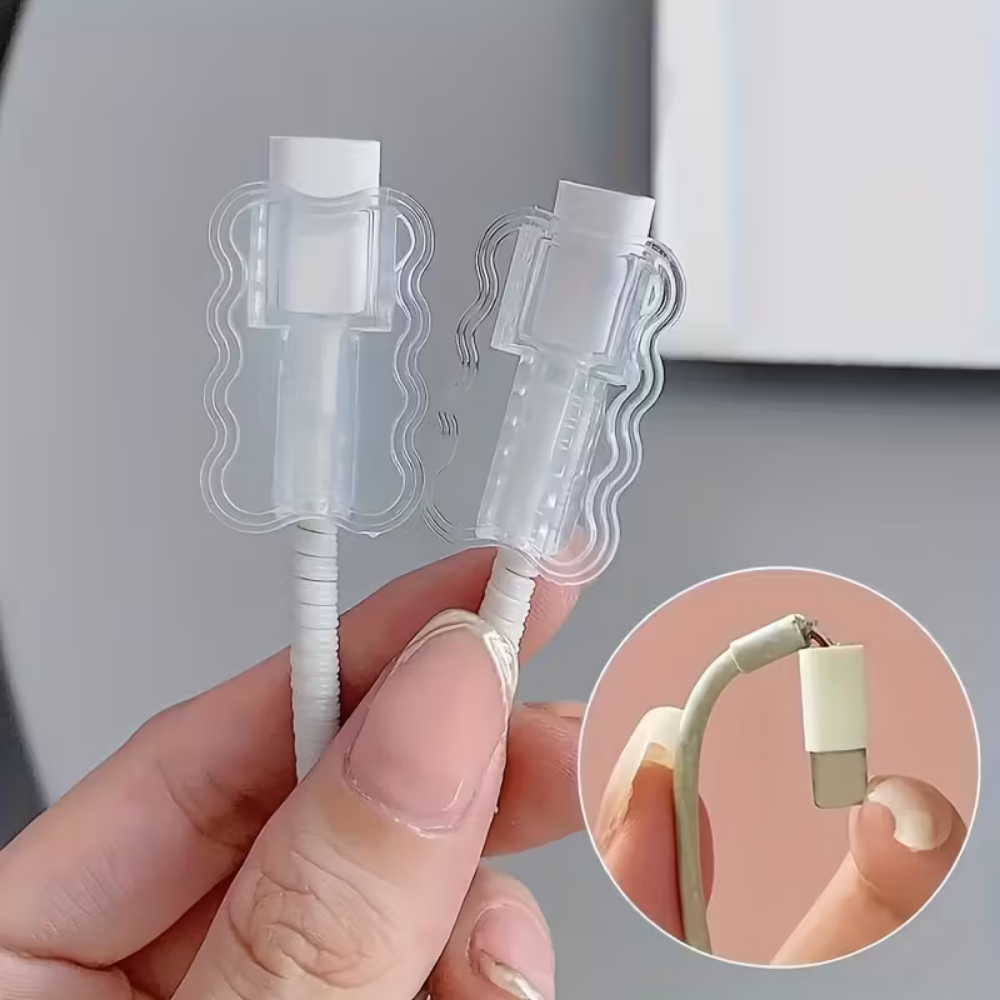 Sujetador protector cables transparente TPU flexible ondulado set 5 piezas - Picky Club Guatemala