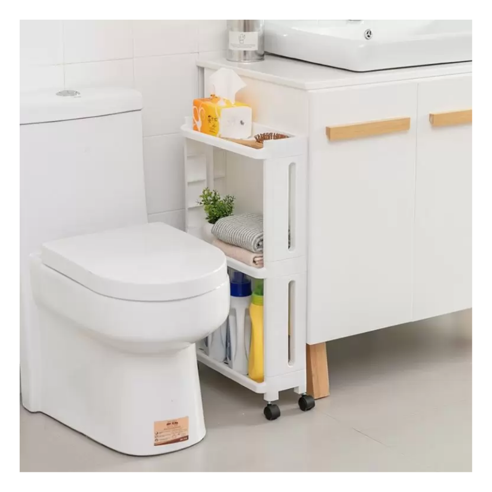 Lavanderia - Estantería slim con rodos doble