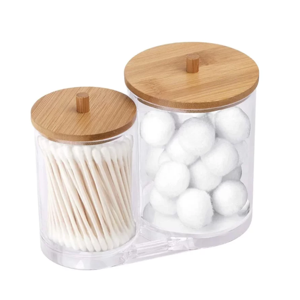 Baño - ORGANIZADOR DOBLE CON TAPA DE BAMBÚ