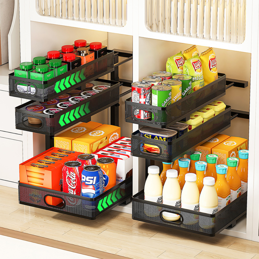 Cocina - Organizador Ajustable para Debajo del Lavatrastos con Cajón Deslizante