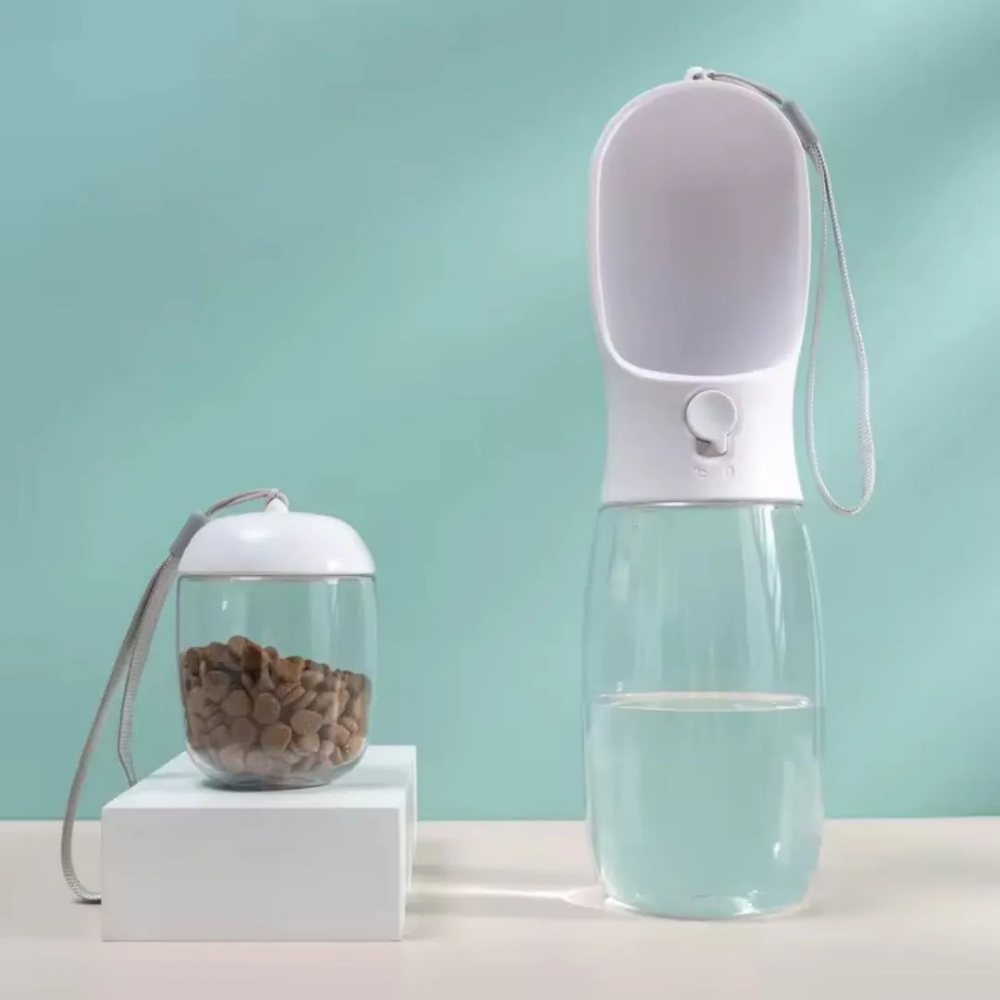 Botella de Agua y Comida para Mascotas 350ml | Dispensador Portátil Guatemala