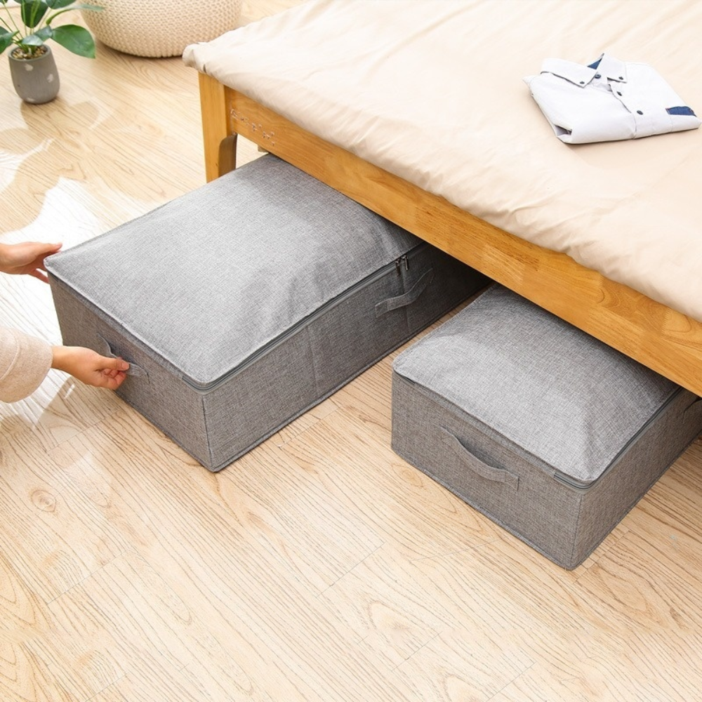 Closet - Caja de Tela Gris ideal para Edredones, Sabanas y Bolsas