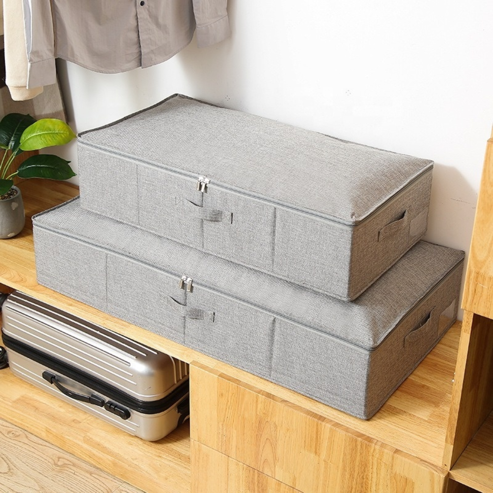 Closet - Caja de Tela Gris ideal para Edredones, Sabanas y Bolsas