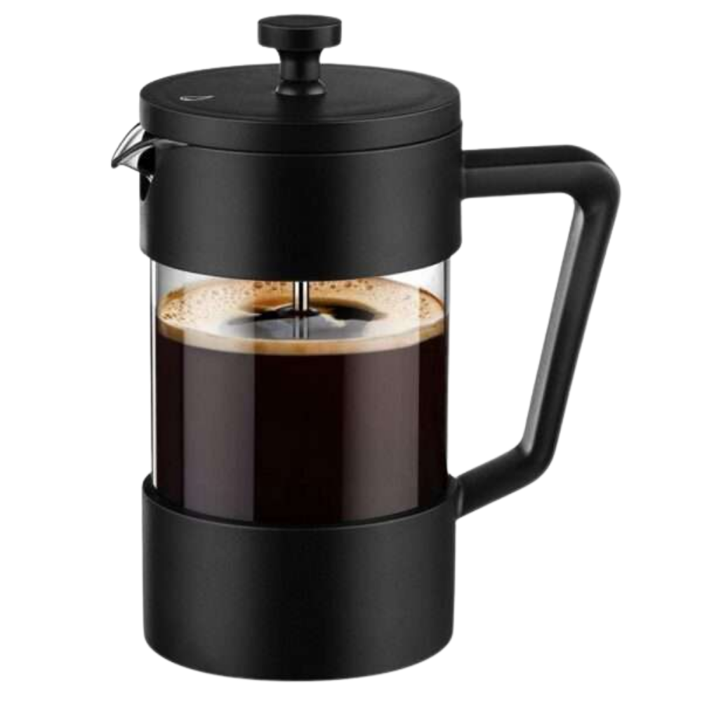 French press prensa francesa vidrio borosilicato negro 1 litro con cafe - Picky Club Guatemala
