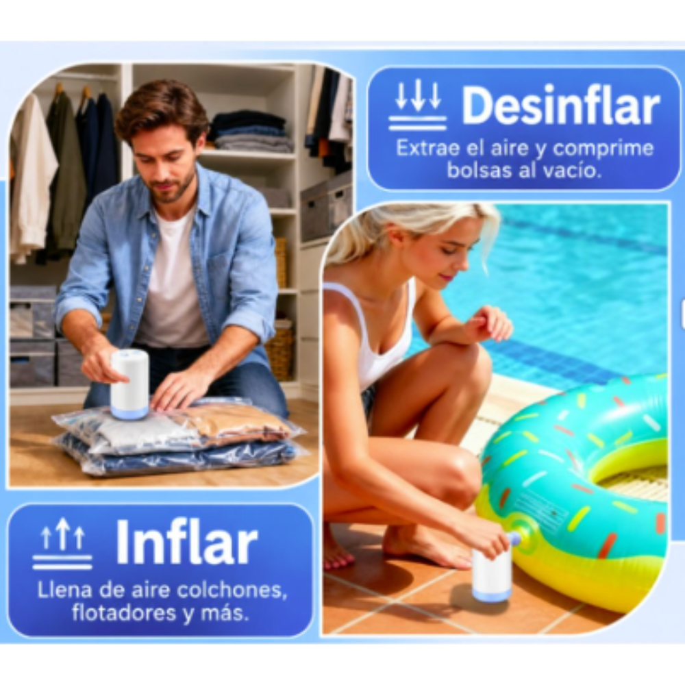 Bomba Compresora de aire - Infla y Desinfla