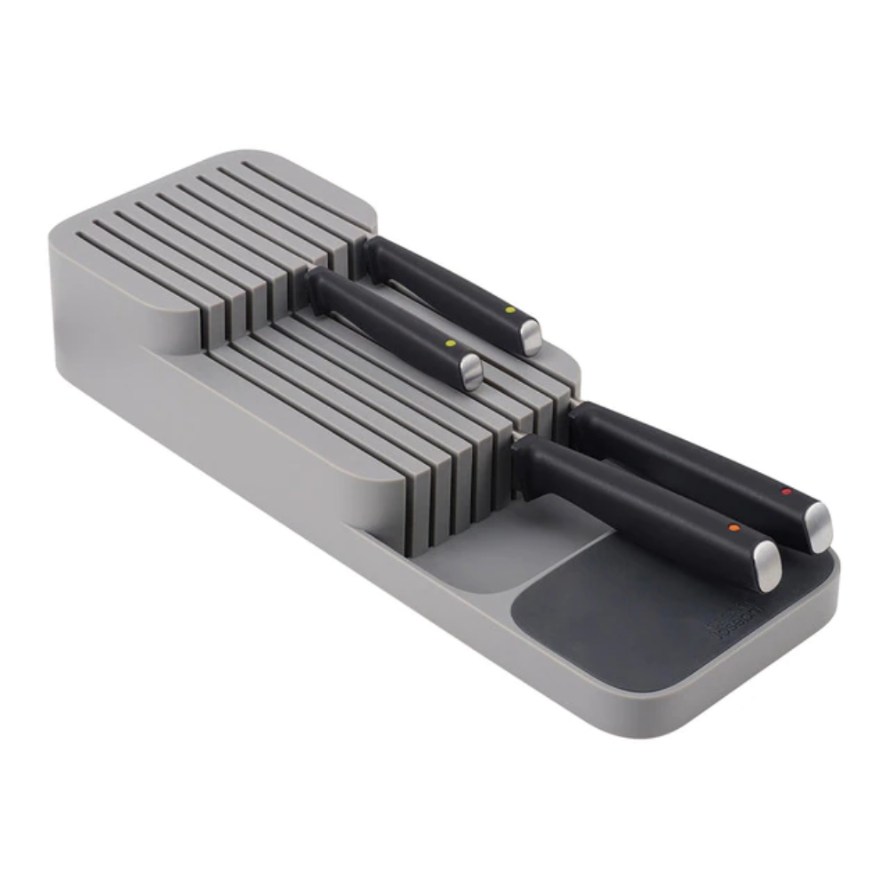 Organizador de cuchillos doble gris con cuchillos insertados cocina - Picky Club Guatemala