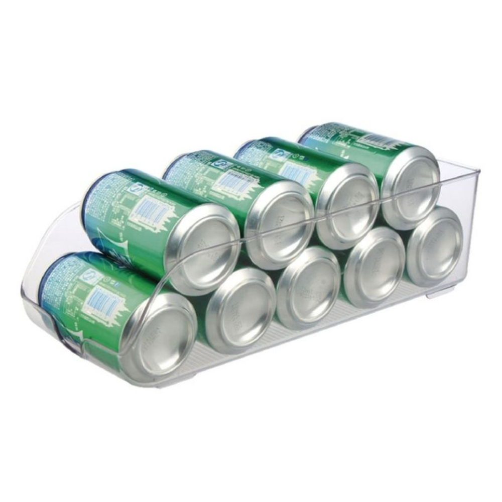 organiza tus latas, organizador acrilico ideal para la refigeradora o alacena. mantiene tus latas en orden.