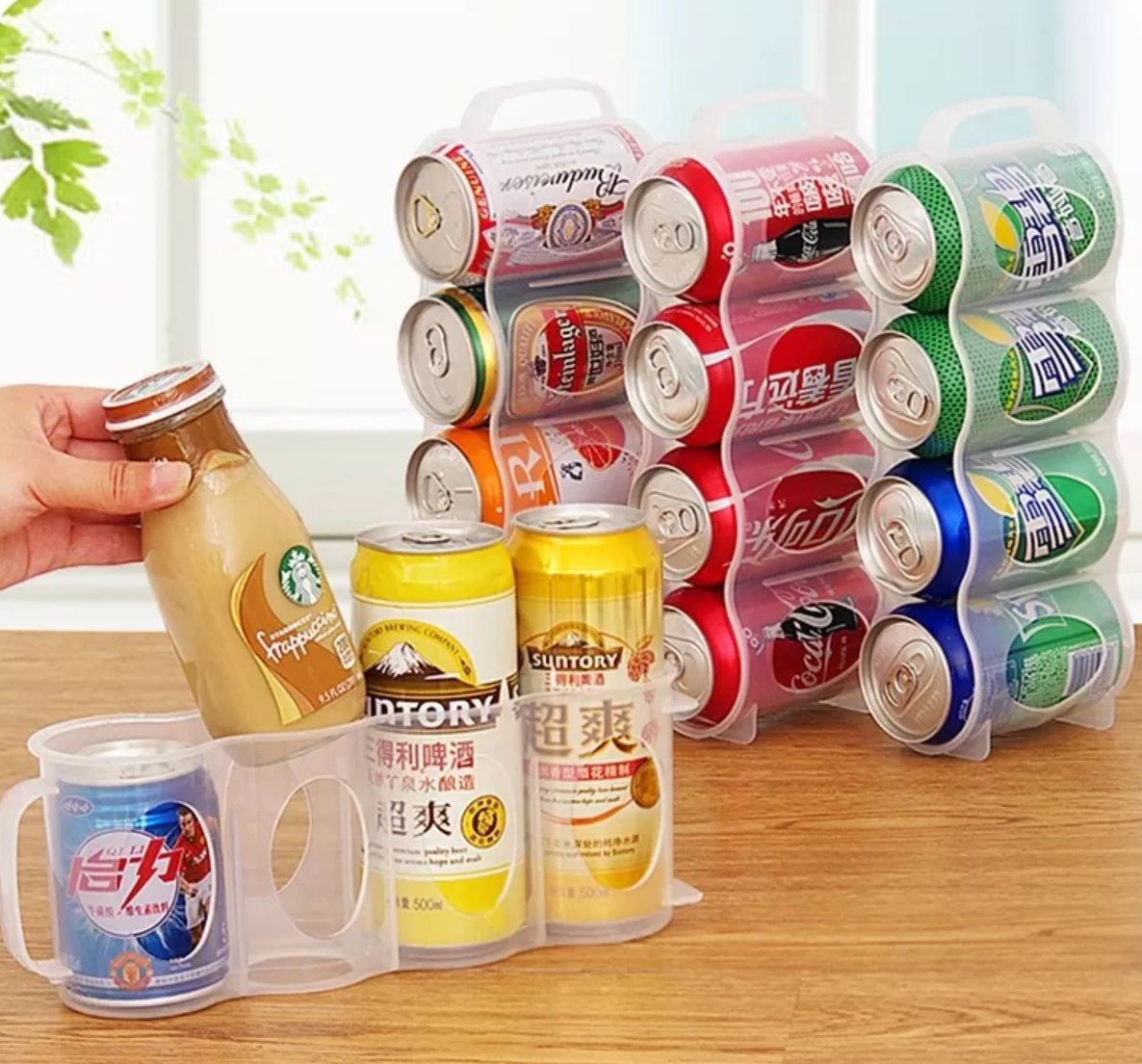 Organizador transparente de latas para refrigerador con 2 niveles – Joinet