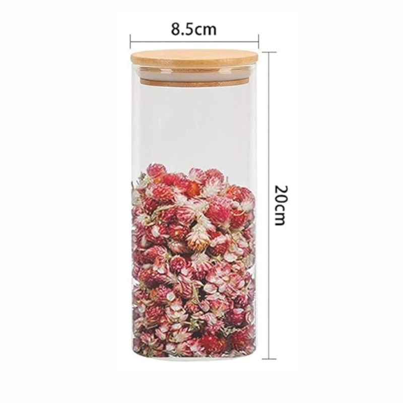 Frasco de Vidrio con Tapa de Bambú Diámetro de 8.5 cm - Imagen 6