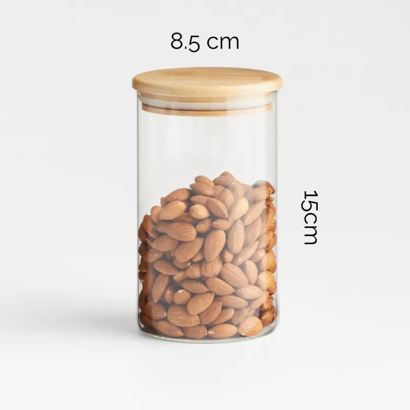 Frasco de Vidrio con Tapa de Bambú Diámetro de 8.5 cm - Imagen 5